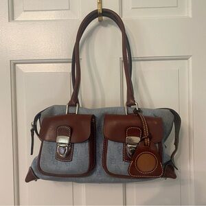 Dooney & Bourke Denim & Leather Bag w/ Matching Wallet